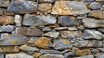 Fototapeta premium The Origin of Masonry A Weathered Wall Constructed from a Variety of Stones