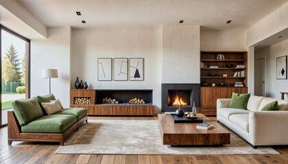 Fototapeta premium A beautiful photo of a modern contemporary apartment living room