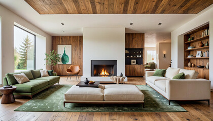 Fototapeta premium A beautiful photo of a modern contemporary apartment living room