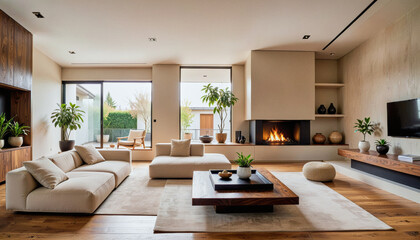 Fototapeta premium A beautiful photo of a modern contemporary apartment living room