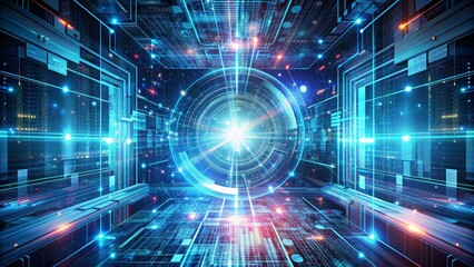 Obraz premium Digital Gateway - Abstract Technology Background with Futuristic Design and Glowing Lights