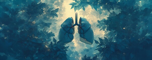 Healthy lungs and plants. World Lung Day. World Tuberculosis and COPD Day. World no tobacco day campaign. Lung cancer awareness month. Earth day, world health and environment concept