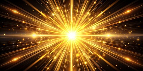 Fototapeta premium Golden Light Rays Explosion Abstract Background