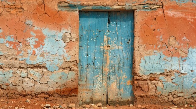 Cracked clay wall of an aged bahareque dwelling