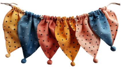 Colorful polka dot party flags. isolate on white background