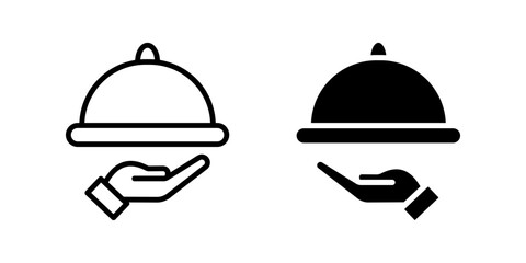 Platter icon set. restaurant sign. waiter symbol color editable