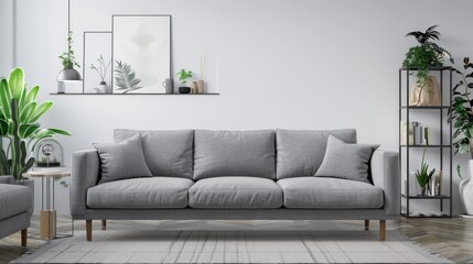Obraz premium Cozy modern living room interior have sofa and decor accessories with white color wall.