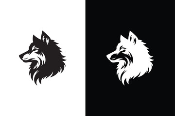 Wolf icon silhouette logo illustration design vector icon, white black background