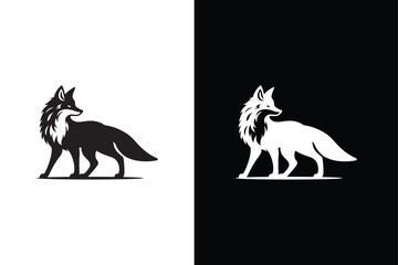 Simple wolf icon silhouette logo illustration design vector icon, white black background