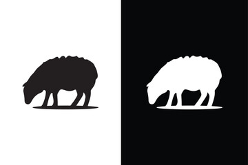 Sheep icon silhouette isolated on white black background