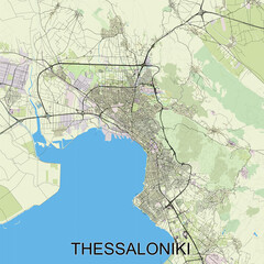 Fototapeta premium Thessaloniki, Greece map poster art