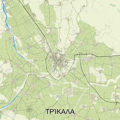 Trikala, Greece map poster art