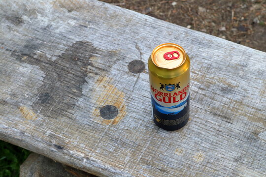 Swedish beer can called Norrlands guld.
