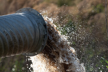 Waste water flowing from a pipe