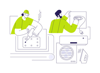 Home appliance assembly abstract concept vector illustration.