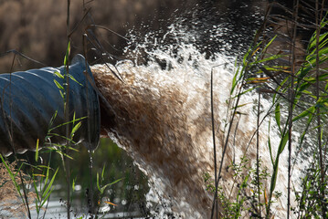Waste water flowing from a pipe