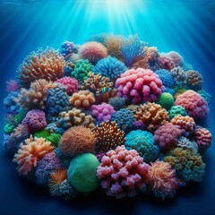 Fototapeta premium A large group of corals with the word coral on the bottom.