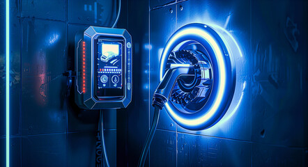 Futuristic Electric Car Charging Station Interface