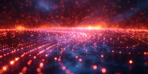 Obraz premium Futuristic dot interface with glowing dots and lines in neon colors