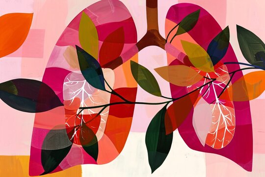 Healthy lungs and plants. World Lung Day. World Tuberculosis and COPD Day. World no tobacco day campaign. Lung cancer awareness month. Earth day, world health and environment abstract concept