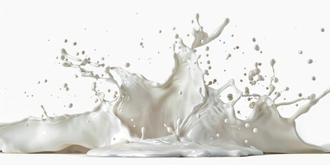 Milk Splashes on White Background White Paint - AI Generated