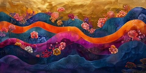 Vibrant batik fabric with intricate patterns and traditional motifs