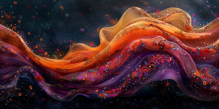 Flowing chunri fabric with intricate patterns and vibrant colors.