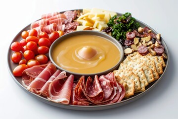 Exquisite Charcuterie and Cheese Fondue Arrangement