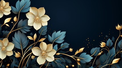 Elegant Floral Design in Gold and Teal