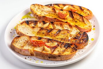 Charred Baguette with Tomato and Olive Oil Drizzle