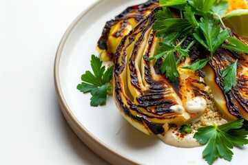 Colorful Charred Cabbage with Creamy Tahini and Fresh Herbs