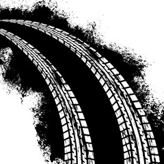 Tire wheel mark of car on background of grunge splash. Vector illustration © nosyrevy