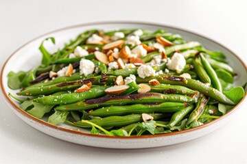 Charred Green Bean Salad with Oregano, Toasted Almonds, and Arugula