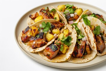 Savory Charred Tacos Al Pastor with Grilled Pineapple and Salsa Verde