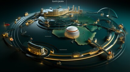 3D Cityscape Illustration of a Futuristic City