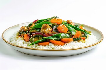 Colorful Chayote Stir Fry Over Fluffy White Rice