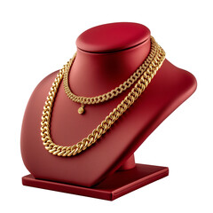 Gold necklaces on necklace display stand