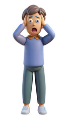 3d illustration of anxious person experiencing stress on transparent background