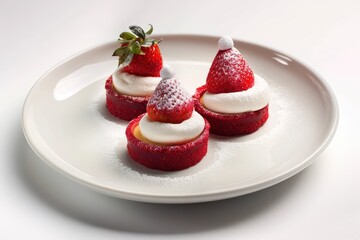 Tantalizing Cheesecake Santa Hats with Plump Strawberry Adornment