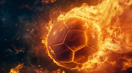 Fototapeta premium Soccer ball engulfed in flames.