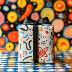 Obraz premium A colorful box with a painting of a landscape on it.