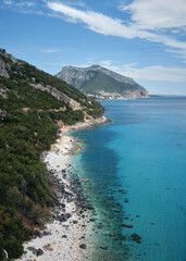 Summer coastline of Golfo di Orosei and Cala Gonone on the west coast of Sardinia. High quality photo