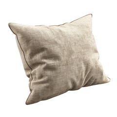 Beige linen pillow with a subtle texture, perfect for home decor and living room comfort. Stylish addition to any sofa or bed.