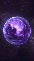 Fototapeta premium Glowing purple bubbles floating on a dark background
