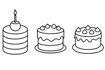 Cakes line art presenting delicate confection illustrations artwork