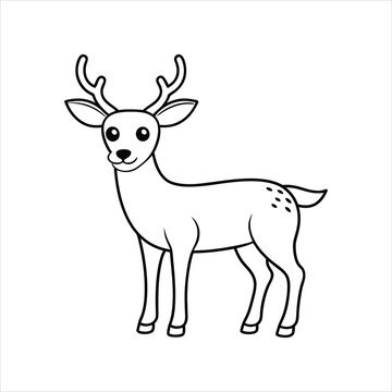 recommend clip art: Cartoon funny deer on line art vector