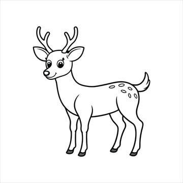 recommend clip art: Cartoon funny deer on line art vector