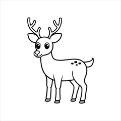 Cartoon funny deer on line art vector