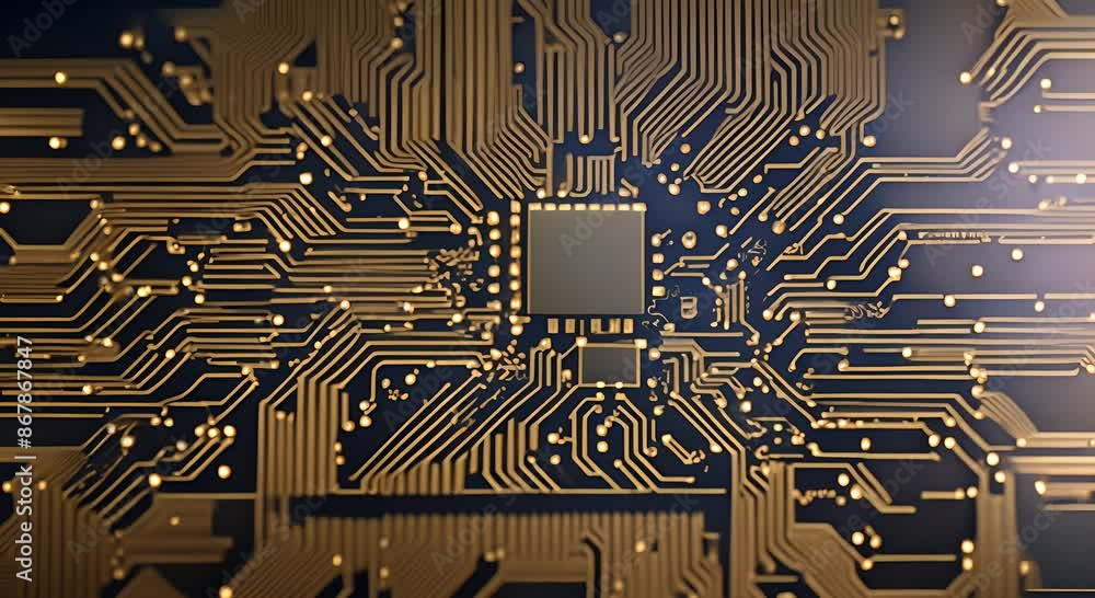 Poster this computer circuit board featuring a check mark symbol computer circuit board with check mark 4k