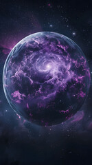 Obraz premium Glowing purple bubbles floating on a dark background